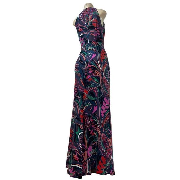 EMILIO PUCCI Black Smeraldo Floral Print Jewel Neckline Maxi Evening Gow… - Picture 6 of 14